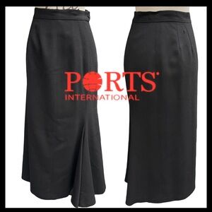 Vintage Ports International Black Wool Mermaid Style Maxi Skirt (10/12)